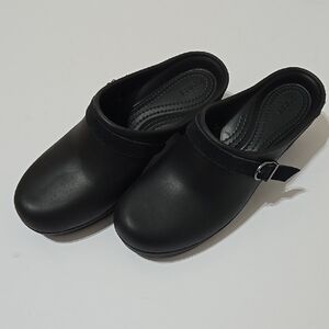 CROCS Women's Black Mule Clogs with Buckle Accent